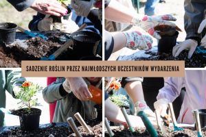 Sadzenie roślin przez dzieci i animatora